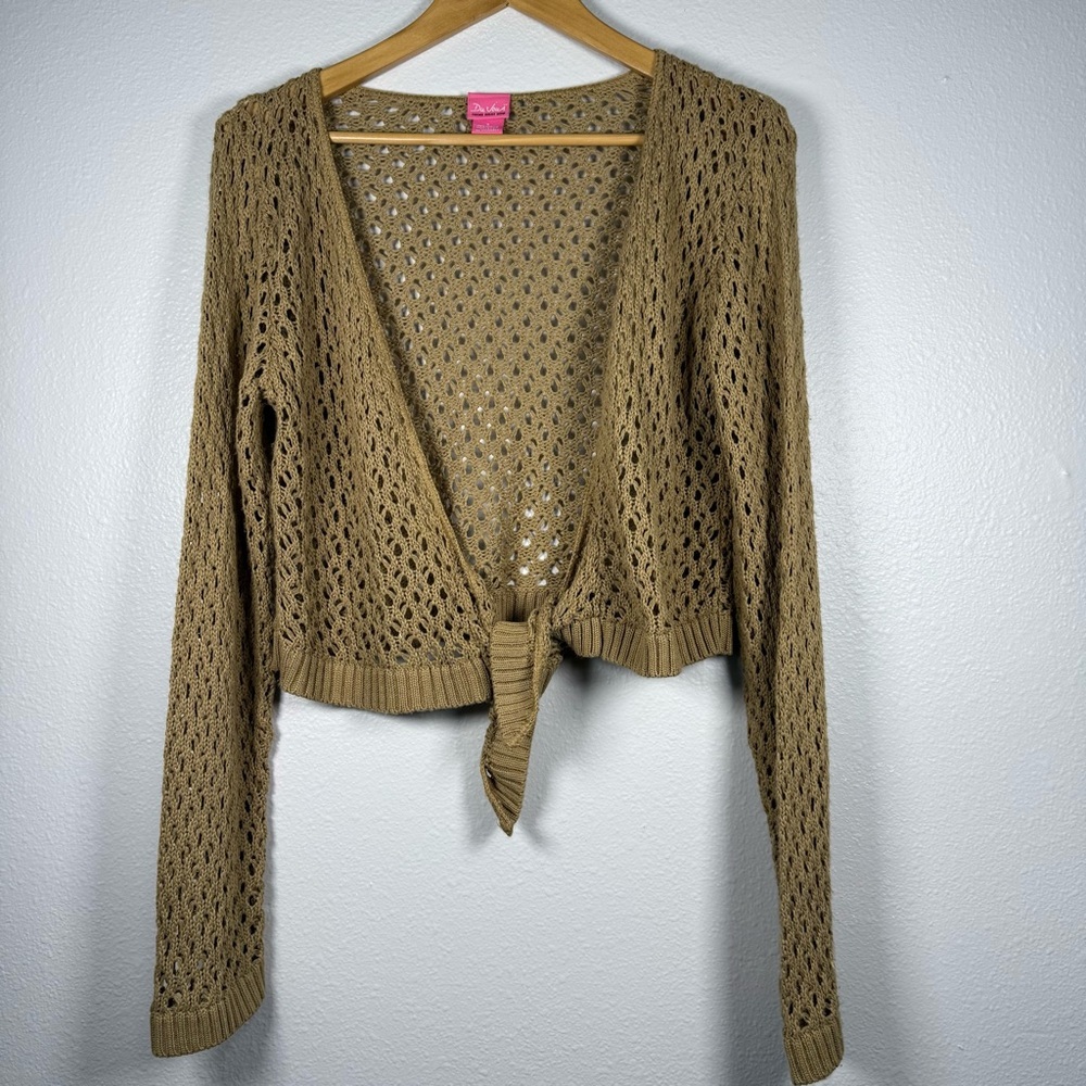 Du Jour‎ Women's Brown Open-Knit Cardigan